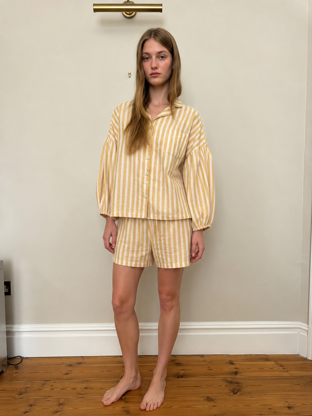 Cotton Stripe Short Set – Butter Yellow