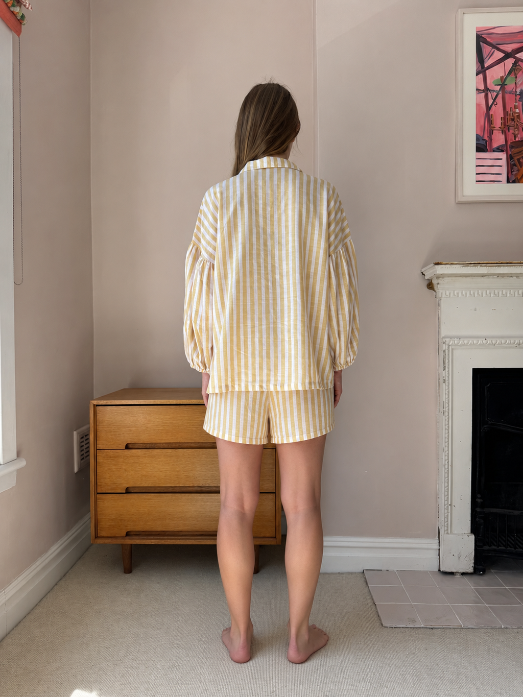 Cotton Stripe Short Set – Butter Yellow