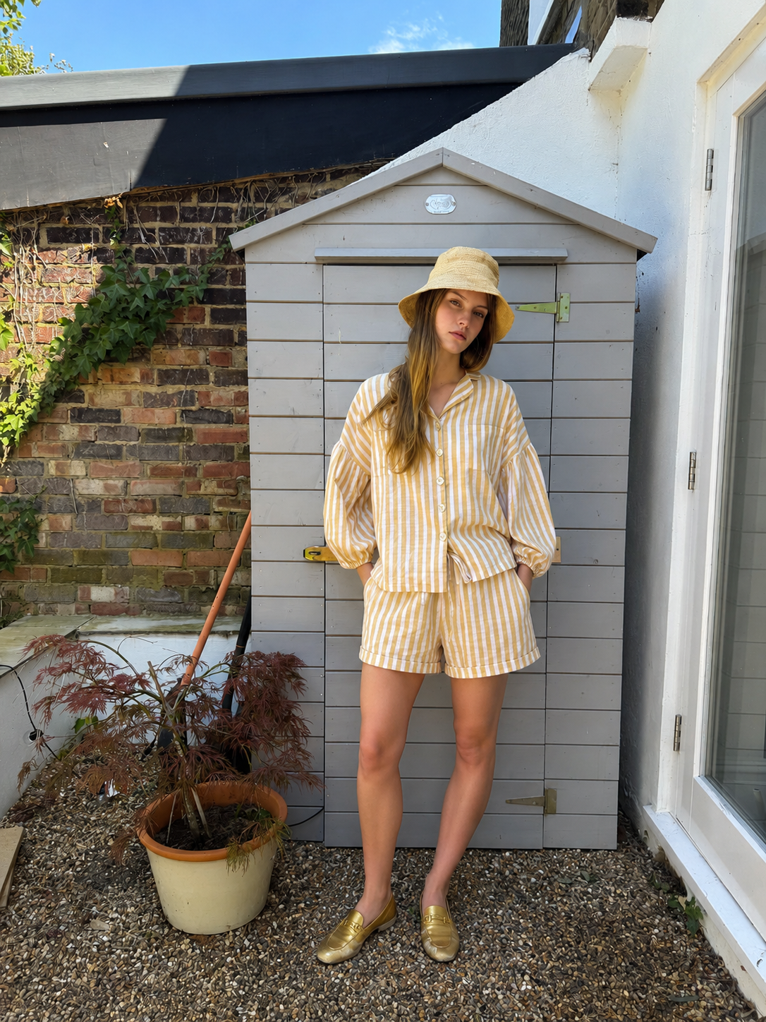 Cotton Stripe Short Set – Butter Yellow