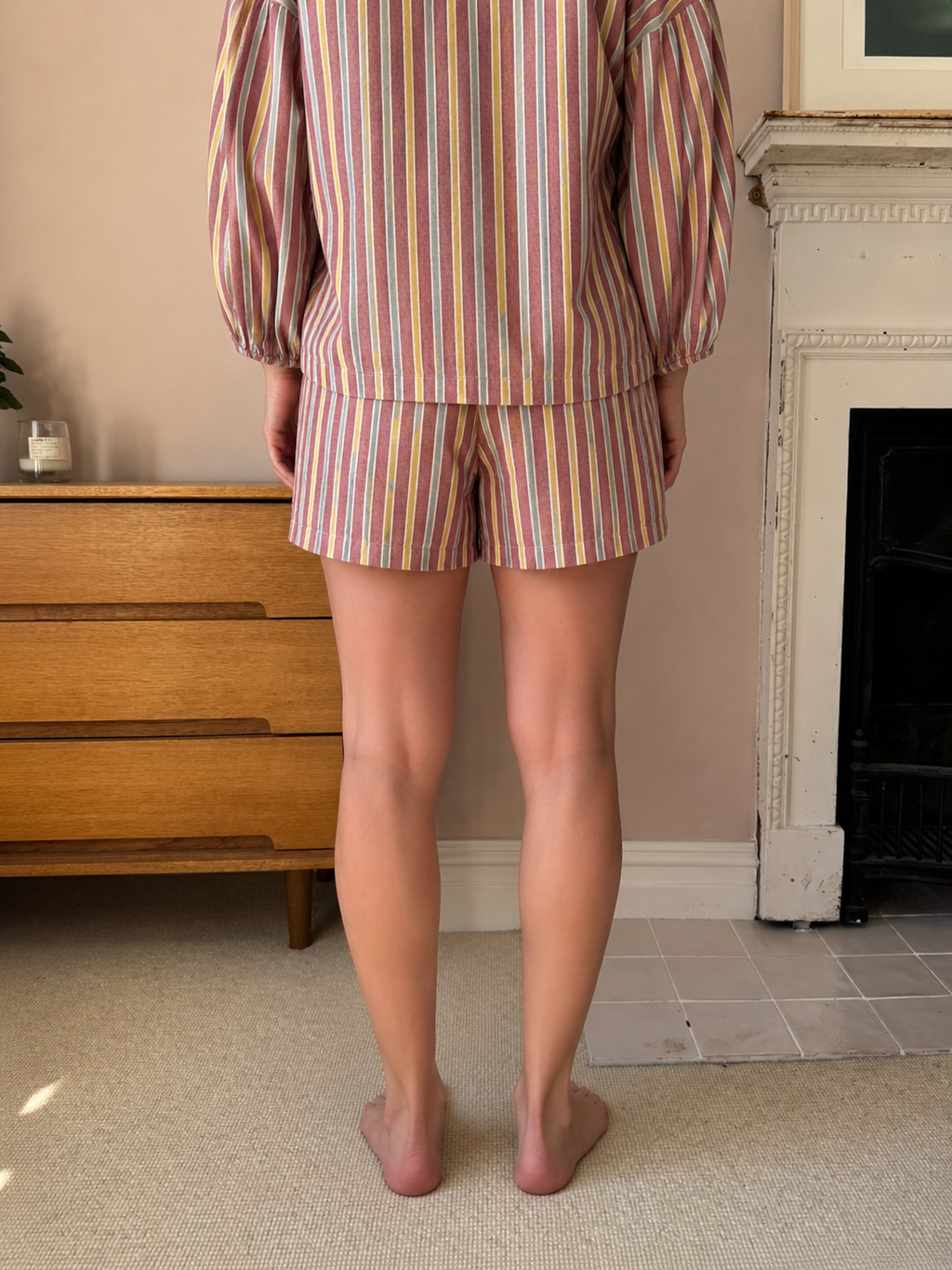 The Cotton Stripe  Short Set – Dusty Rose