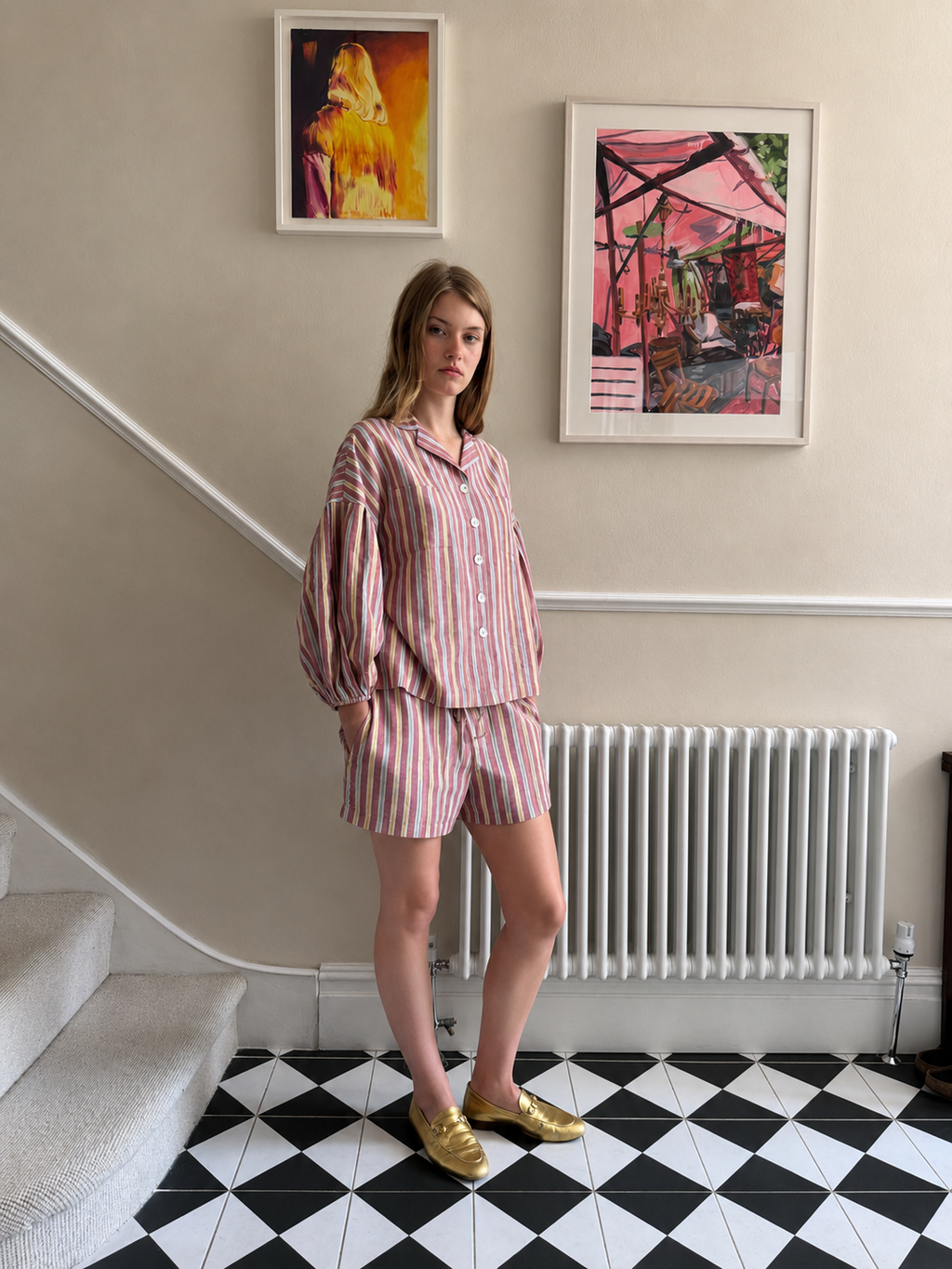 The Cotton Stripe  Short Set – Dusty Rose