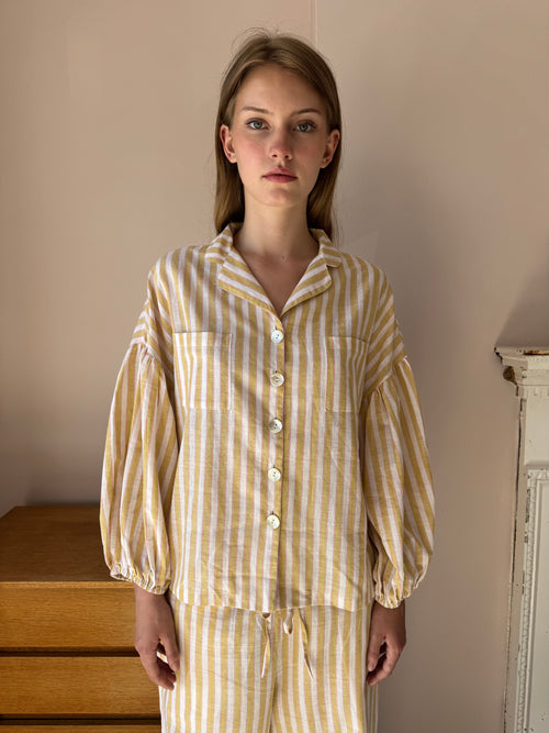 Cotton Stripe Pyjama Set – Butter Yellow