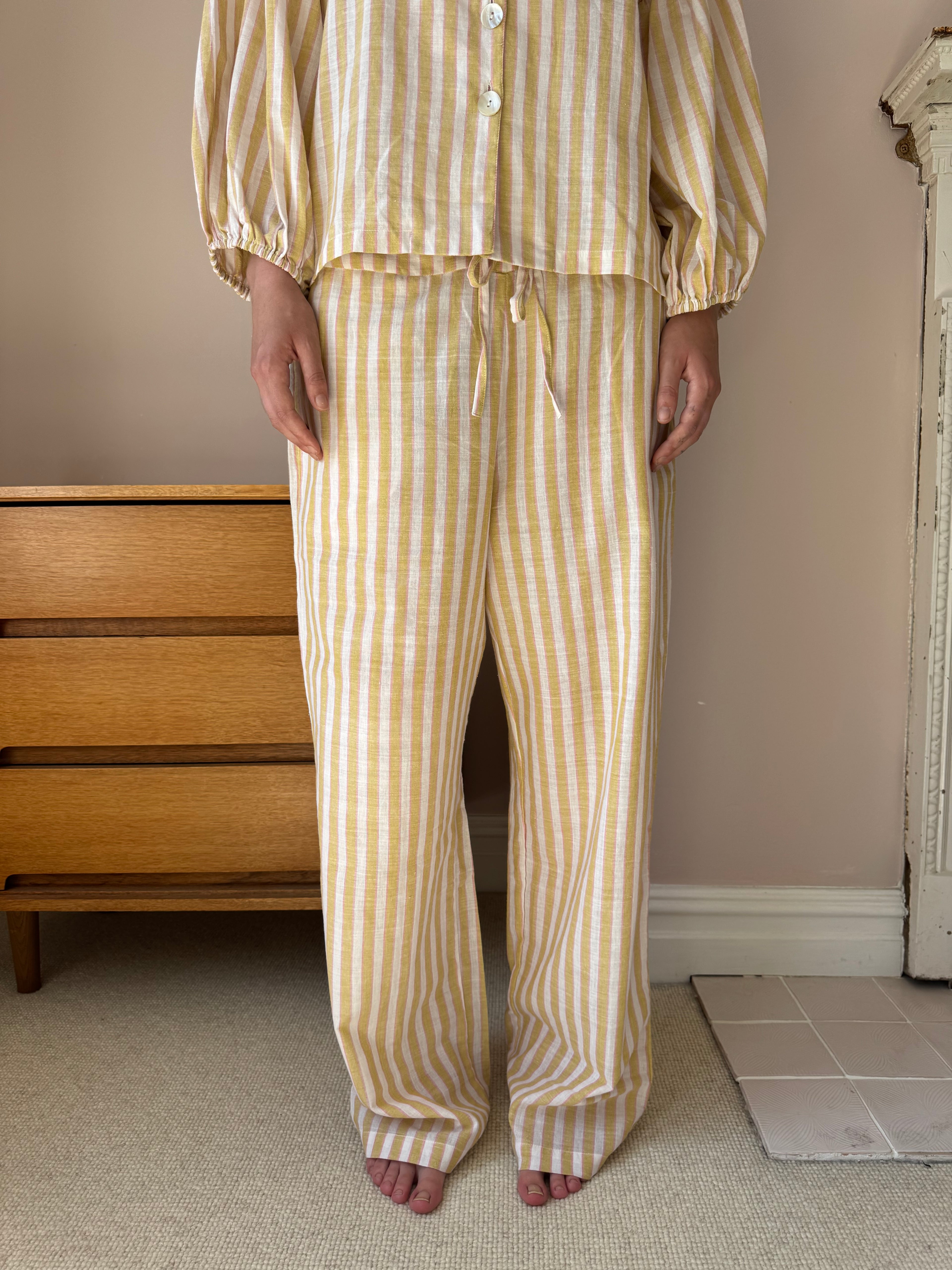 Cotton Stripe Pyjama Set – Butter Yellow