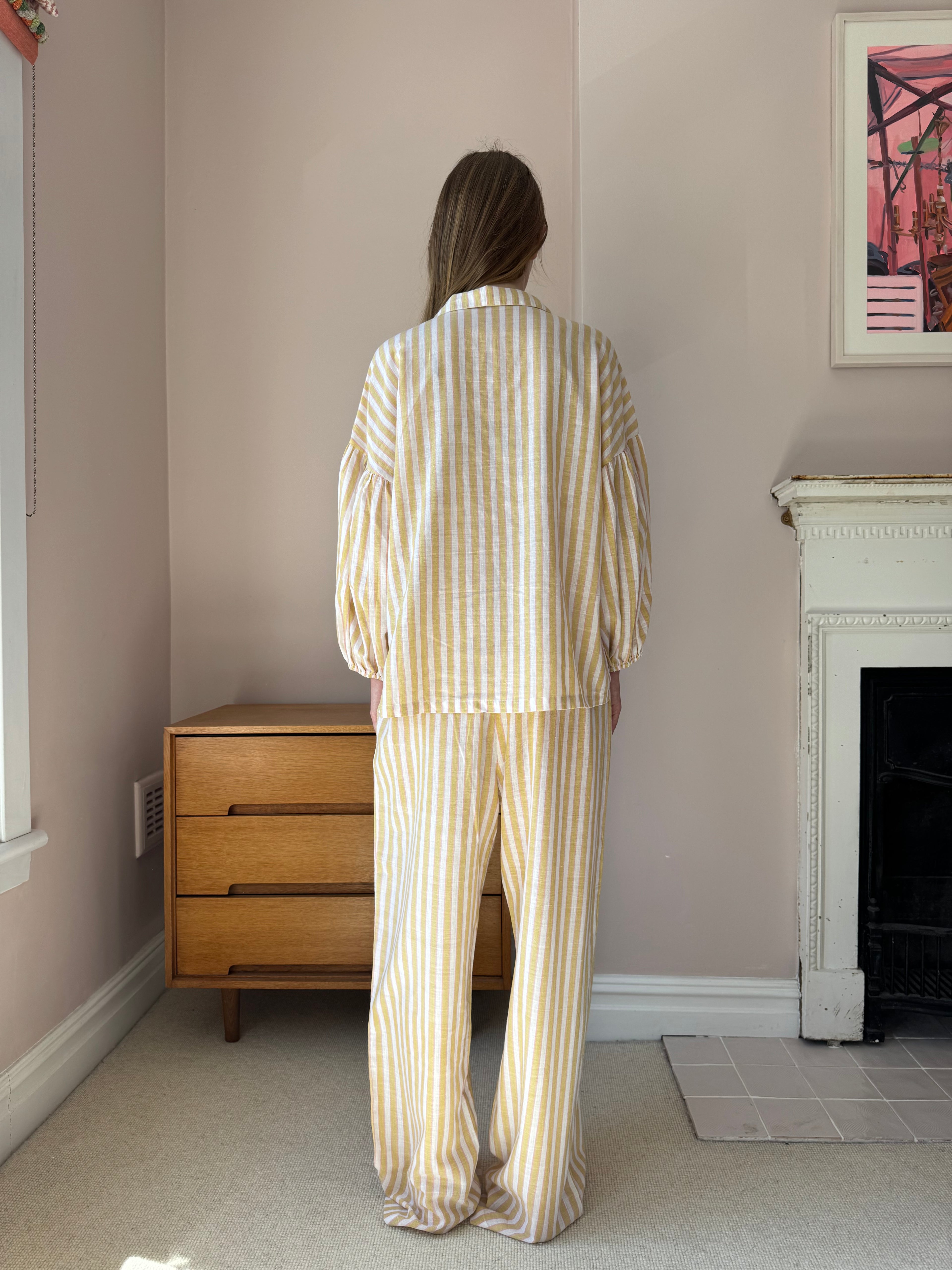 Cotton Stripe Pyjama Set – Butter Yellow