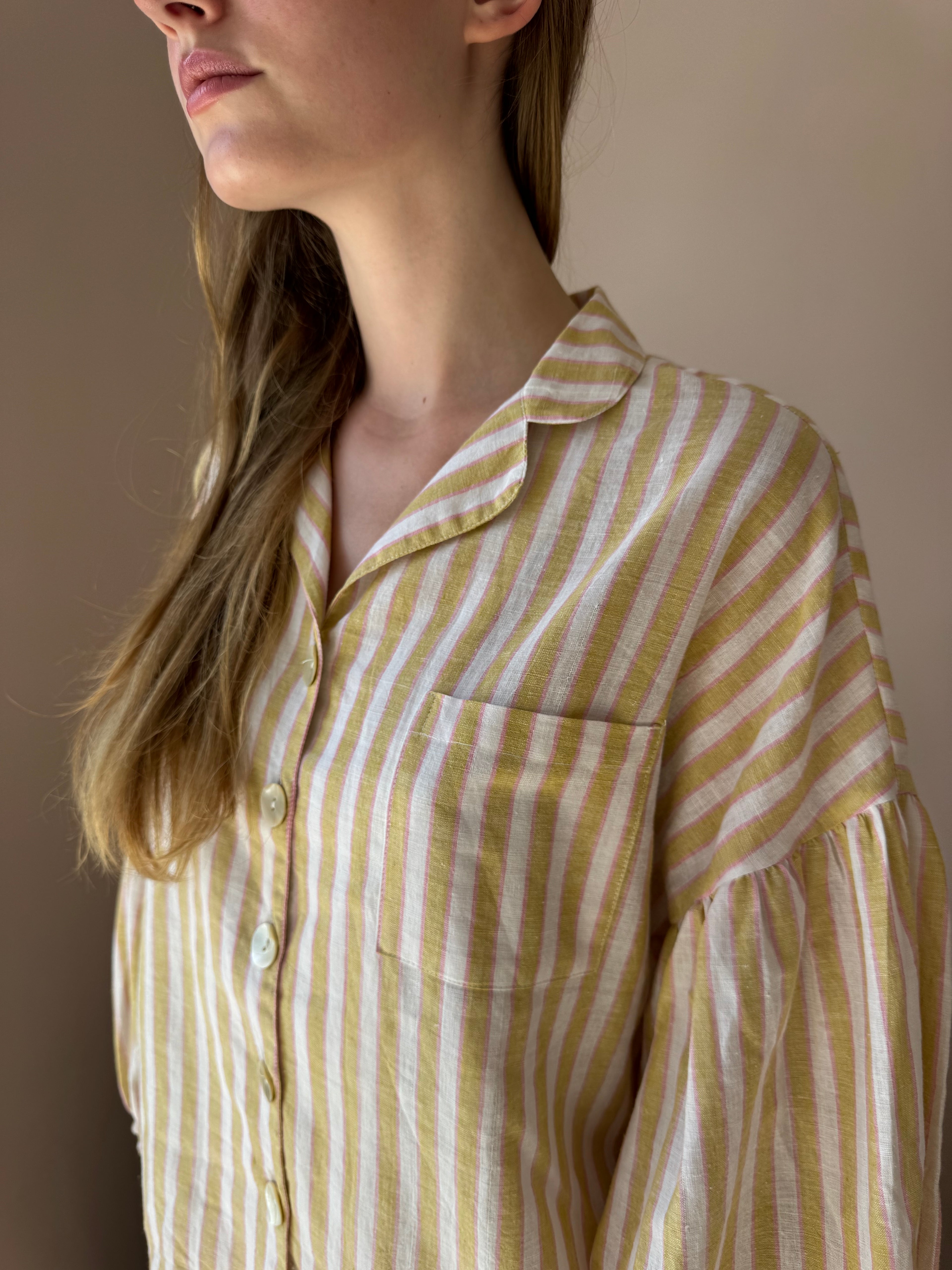 Cotton Stripe Pyjama Set – Butter Yellow