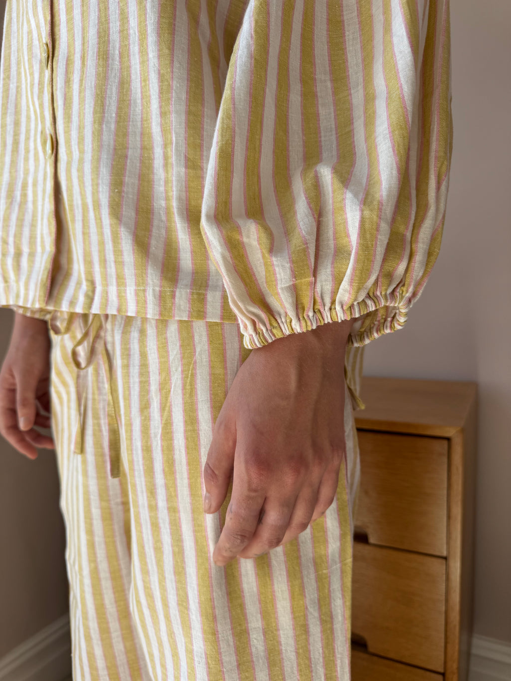 Cotton Stripe Pyjama Set – Butter Yellow