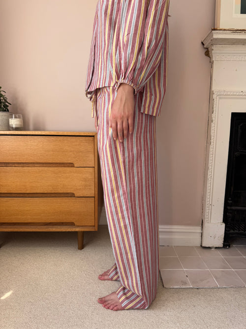 The Cotton Stripe Pyjama Set – Dusty Rose