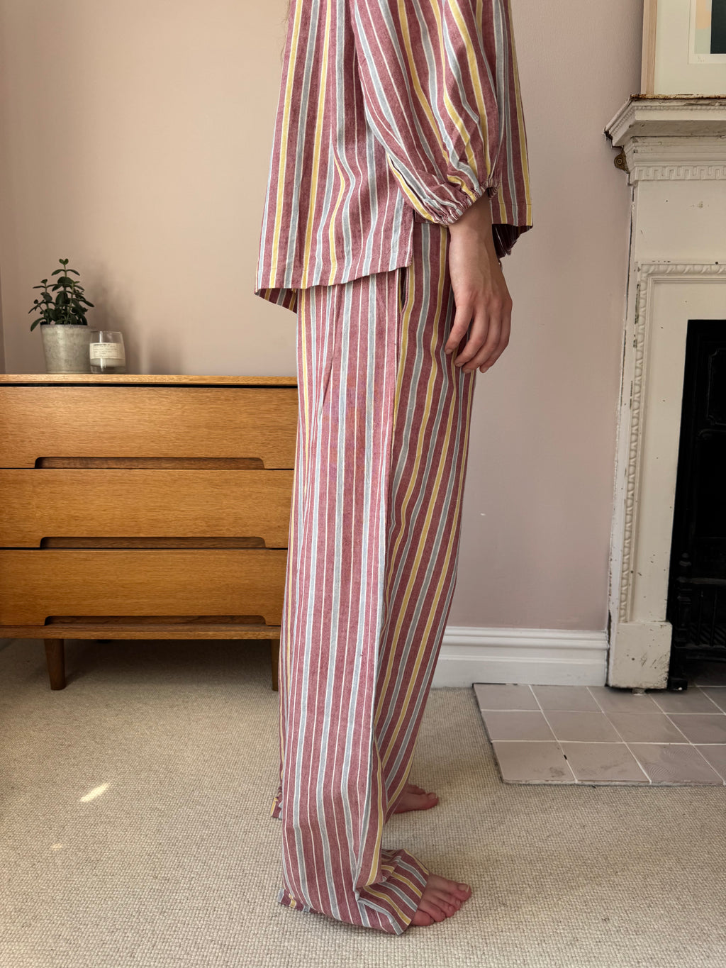 The Cotton Stripe Pyjama Set – Dusty Rose