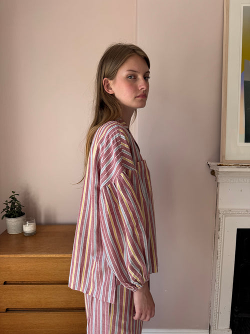 The Cotton Stripe Pyjama Set – Dusty Rose