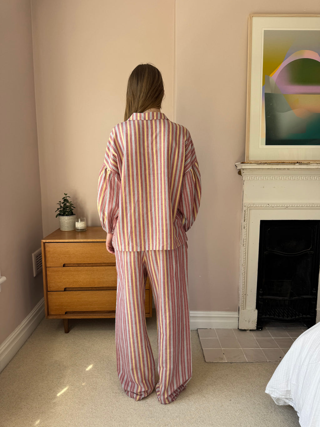 The Cotton Stripe Pyjama Set – Dusty Rose