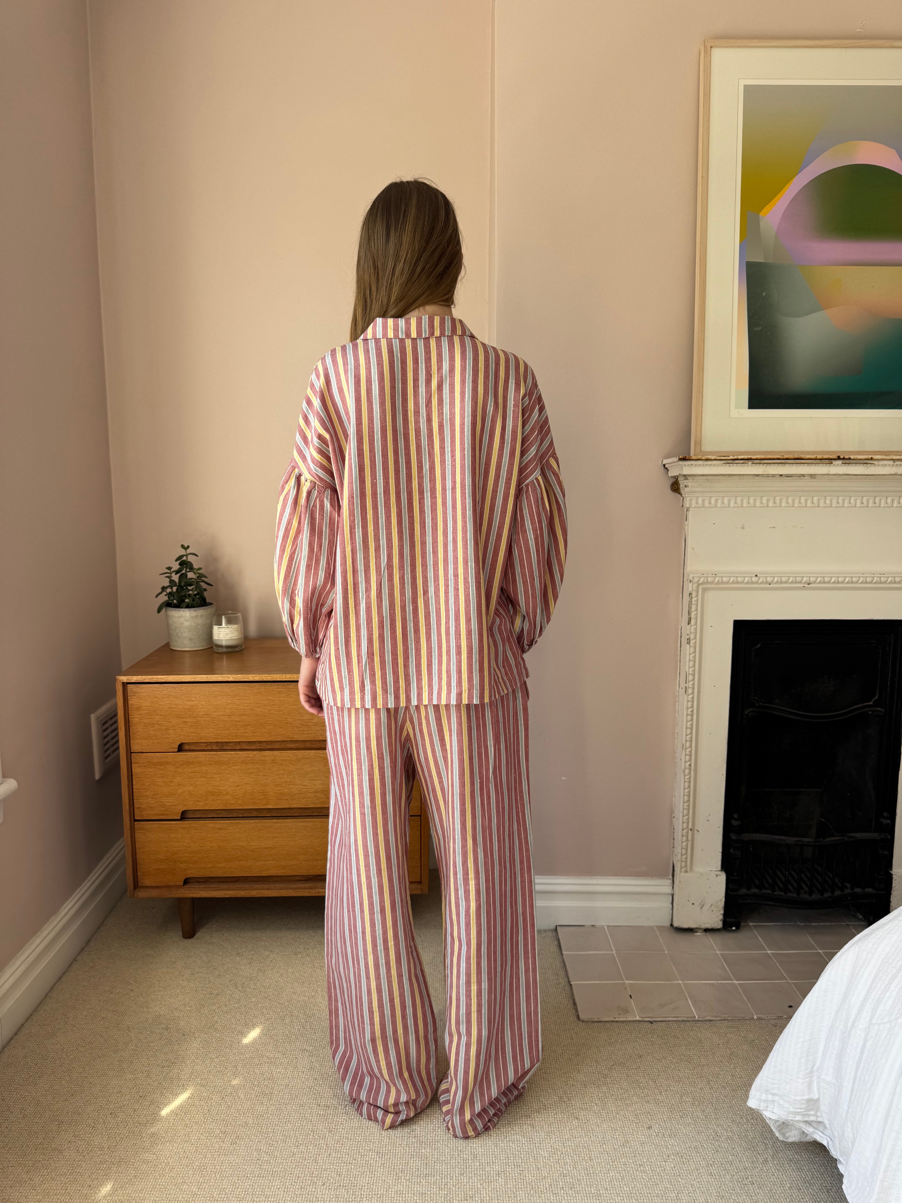 The Cotton Stripe Pyjama Set – Dusty Rose