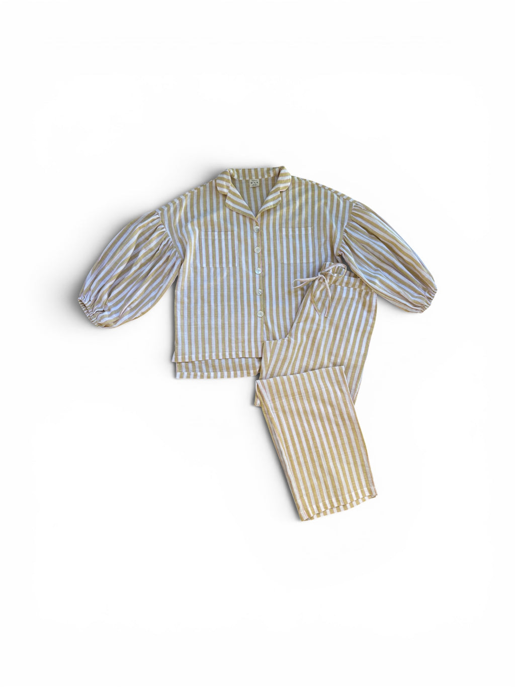 Cotton Stripe Pyjama Set – Butter Yellow