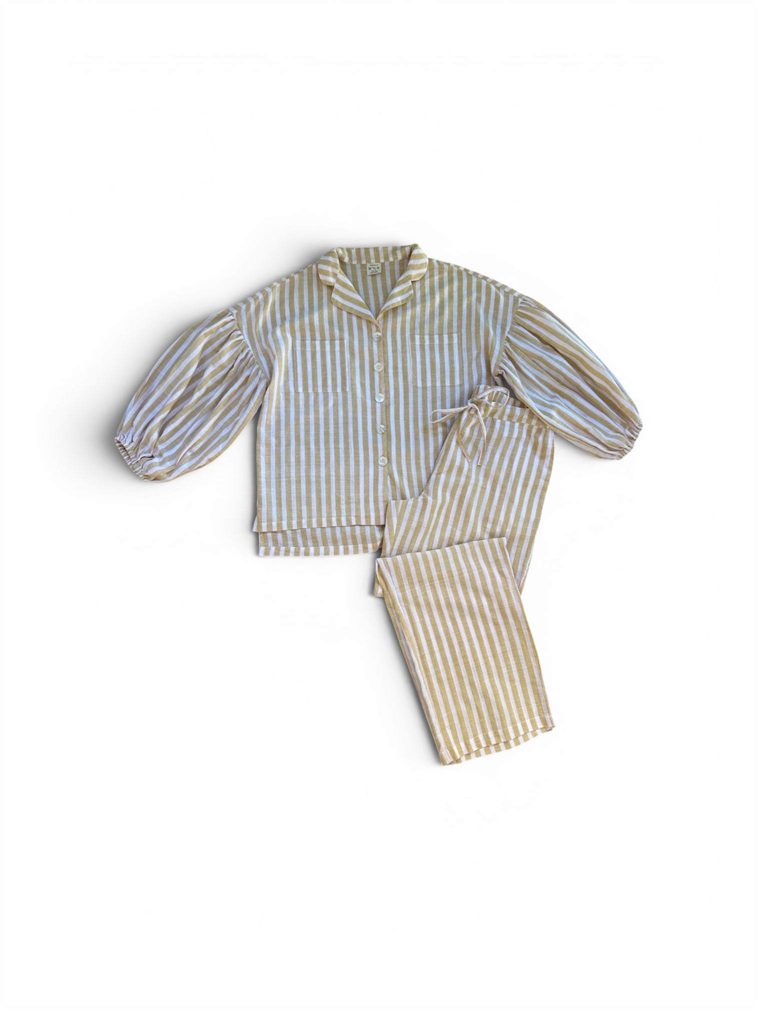 Cotton Stripe Pyjama Set – Butter Yellow